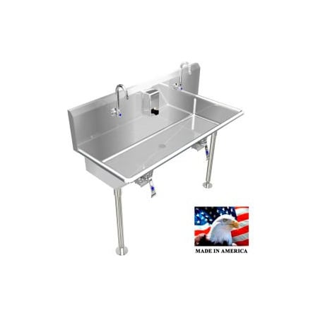 Best Sheet Metal. BSM Inc. Stainless Steel Sink, 2 Station w/Knee Operated Faucets 42" L X 20" W X 8" D 021K42208L